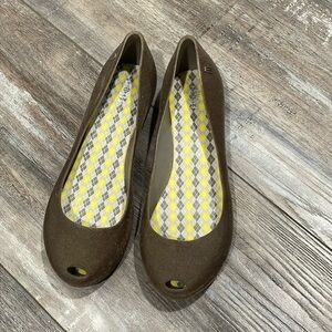 Melissa Ultragirl Velvet Peeptoe Flats size 8